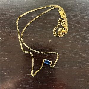 Gold Necklace with Blue Pendant